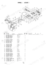takeuchi-tl10-crawler-loader-parts-catalog-pub-1-hydraulic-parts-33.webp Takeuchi TL10 hydraulic piping 1 diagram showing hoses, manifolds, and fittings with a corresponding parts list table.