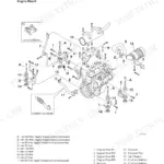 Takeuchi TL140 Crawler Loader exploded view of engine mount system, components, and torque specifications.