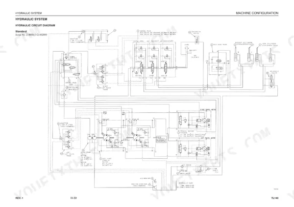 Takeuchi TL140, TL140 Crawler Loader, Crawler Loader standard hydraulic circuit diagram showing pumps, motors, and valves.