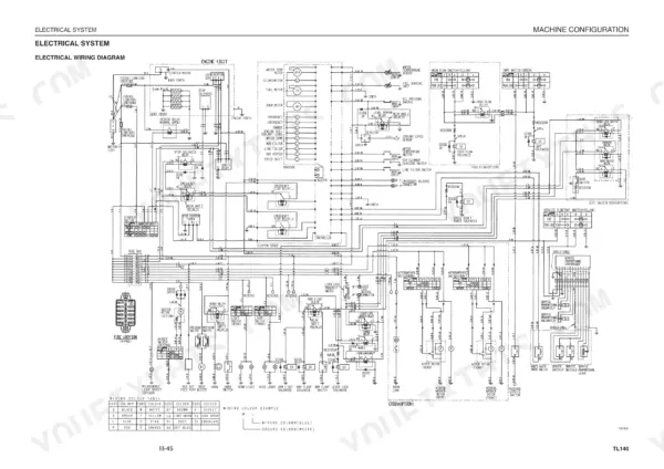 Takeuchi TL140, TL140 Crawler Loader, Crawler Loader electrical wiring diagram for Engine 4JG1T and machine configuration.