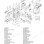 Terex Atlas 1305, 1505, 1605, 1705 exploded view diagram of the 1305 control block assembly with numbered component parts list.
