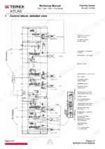 terex-atlas-1305-to-1705-mobile-excavator-workshop-manual-hydraulic-478.webp Terex Atlas 1305, 1505, 1605, 1705 hydraulic control block detailed circuit diagram with component labels and flow rates.