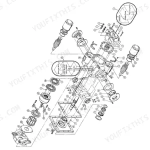 Versatile 256, 276, 276 II, Bidirectional Tractors exploded view of Eaton hydraulic pump assembly components.