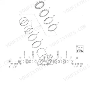 Wacker Neuson 3001 exploded view diagram of the articulated joint assembly including pins, bushings, and washers.