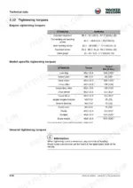wacker-neuson-et35-ez36-track-excavator-service-manual-1000396262-torque-42-6.webp Wacker Neuson ET35, EZ36 engine and model-specific tightening torque specification tables for bolts and components.