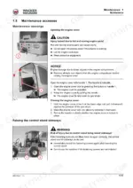 wacker-neuson-wl32-wheel-loader-service-manual-1000350669-procedures-77.webp Wacker Neuson WL32 maintenance procedures for opening the engine cover and raising the control stand sideways.