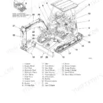 Takeuchi TB23R Compact Excavator, TB23R Compact Excavator exploded view diagram showing numbered component names.
