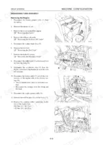 Takeuchi TB23R Compact Excavator, TB23R Compact Excavator engine removal procedure steps and component diagrams.