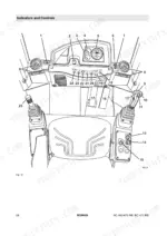 032b9448-b-controls-28 Bomag BC 462 RB, BC 472 RB, BC 472 RS operator manual diagram showing cab indicators, dashboard controls, and joystick layout.