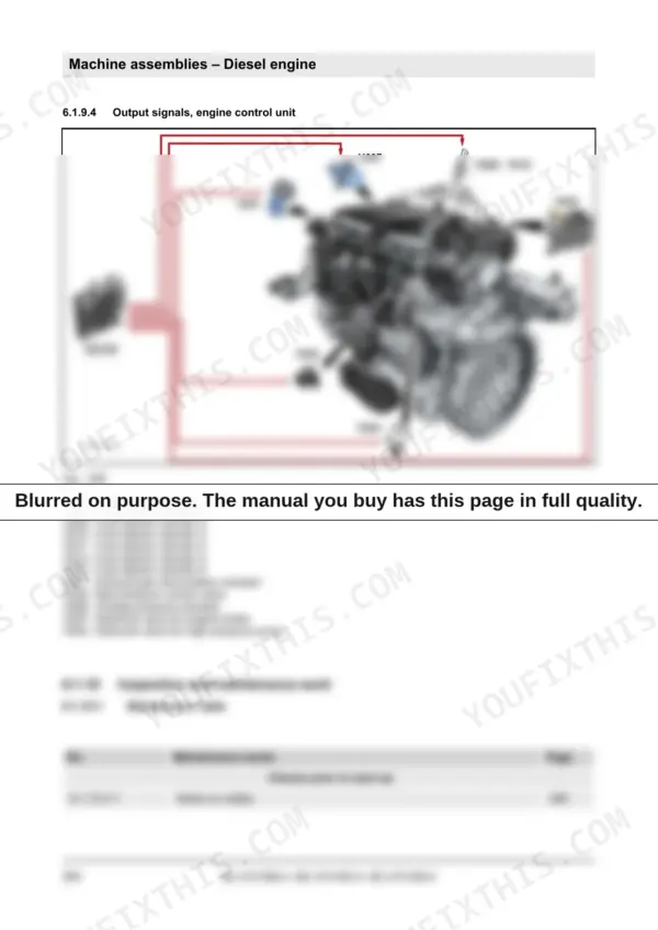 Bomag BC 473 RB-4, BC 473 RS-4, BC 473 EB-4 diesel engine control unit output signals diagram and maintenance table.