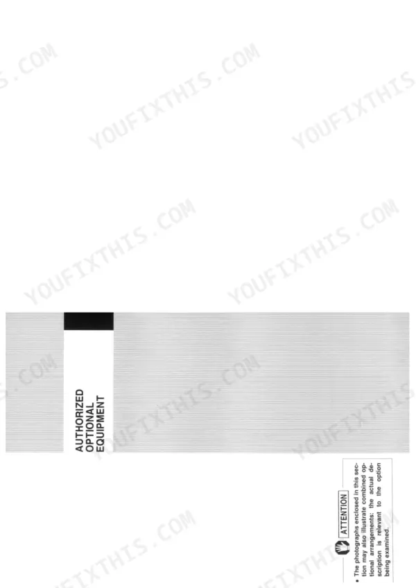 Komatsu 894, 898 manual page showing Authorized Optional Equipment section header and attention notice regarding optional attachments.
