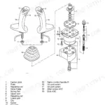Terex Atlas 1504 LC, 1604 LC exploded view diagram of the servo control unit and joystick.