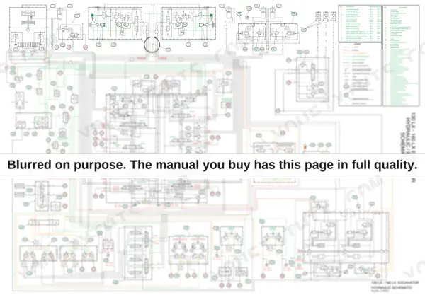 Link-belt 130LX hydraulic and electric schematic diagram with component legend and pressure settings table.