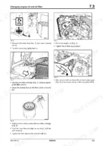 1a8aad27-b-procedures-105 Bomag BW 100 AD-4, BW 100 AC-4, BW 120 AD-4, BW 120 AC-4 engine oil and filter change procedure diagrams and instructions.