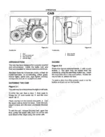 1e26320a-b-operations-48 New Holland 8670, 8770, 8870, 8970 operator manual showing cab entry procedures, door handle operation, and assist rail locations.