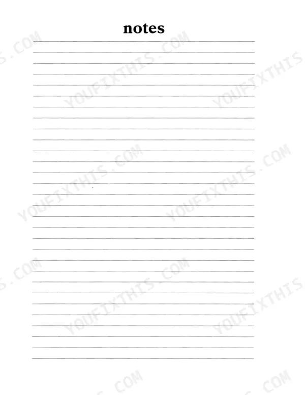 Ford 7810 service manual page featuring a blank lined template for taking handwritten notes.