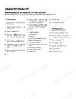 2d591150-b-maintenance-50 Fiat 70-66, 80-66 maintenance schedule listing adjustments, level checks, and greasing points.
