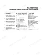 2e80117e-b-maintenance-63 New Holland 55-88, 60-88, 65-88, 70-88, 80-88 maintenance schedule listing adjustments, level checks, fluid and filter changes.