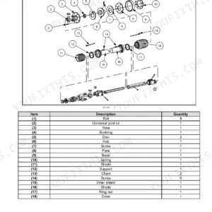 New Holland 740CF, 800C exploded view diagram and parts list for the PTO drive shaft assembly.