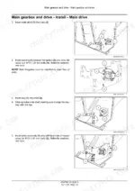 2f497e4e-b-procedures-57 New Holland 740CF, 800C main gearbox and drive installation procedures with component diagrams.