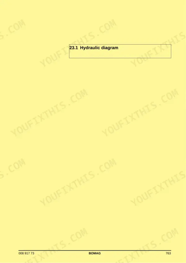 Bomag BF 800 C service manual page 763 showing the header for section 23.1 Hydraulic diagram.