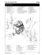 34abbdf6-b-exploded-view-203 Gehl V420 / Mustang 4200V exploded view diagram of engine components, mounts, and hardware parts list.