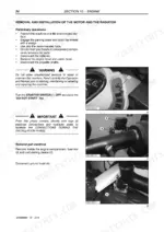 35e629cc-b-procedures-69 New Holland M427, M428, M459 engine and radiator removal procedure, showing starter switch, fuse box, and ground braid locations.