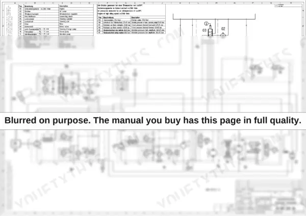 Bomag BW 211 D-3 hydraulic schematic diagram with component list and pressure test specifications table.