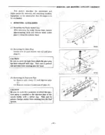 Mitsubishi S6E, S6E2 procedures for removing water outlet pipe, glow plug, and injection pipe with component diagrams.