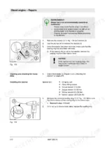 Bomag BMF 2500 S diesel engine repair procedure for removing and checking fuel injectors and sealing rings.