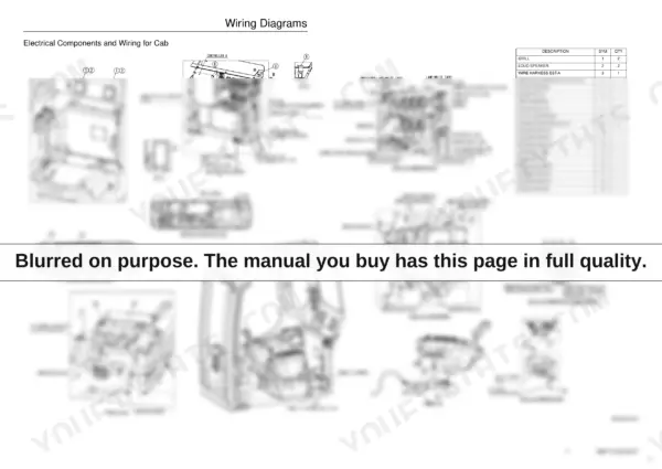 Link-Belt 135 wiring diagram showing cab electrical components, harness routing, connector locations, and parts list table.