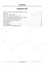 3a609f9e-b-toc-4 New Holland 12HS, 14HS, 16HS, 18HS service manual table of contents page listing safety, torque, and identification sections.