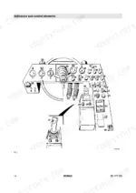 Bomag BC 670 RB operator manual diagram showing dashboard indicators, steering wheel, and control console elements.
