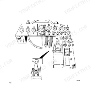 Bomag BC 670 RB operator manual diagram showing dashboard indicators, steering wheel, and control console elements.