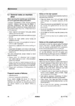Bomag BC 670 RB maintenance manual page covering general safety, fuel system, engine performance, and hydraulic system notes.