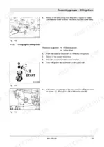42c173cf-b2-procedures-311 Bomag BM 1000/35 service manual procedure for changing the milling drum, including ignition and milling box height adjustment.