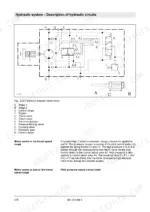 49d7639d-b-hydraulic-278 Bomag BC 573 RB-3 hydraulic diagram for travel motor, showing control piston, flushing valve, and circuit descriptions.