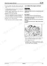 4f1d011a-b-procedures-265 Bomag BW 27 RH-4i service manual page 265 showing engine oil level check procedure and dipstick location diagram.