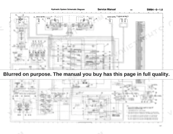 Link-belt 4300, 4300 Quantum hydraulic system schematic diagram with component index and pressure specifications.