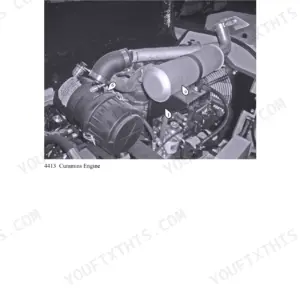 Bomag 4413 parts catalog diagram showing Cummins engine air intake, filter housing, and exhaust components.