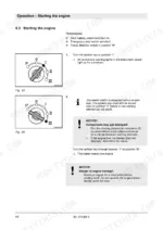 52d3122a-b-operations-90 Bomag BC 473 EB-3 engine starting procedure, ignition switch positions diagram, and operation safety notices.