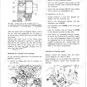 Fiat 480 to 640 and DT camshaft drive diagrams and sleeve bearing replacement procedures.