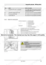 5d326163-b4-procedures-365 Bomag BM 1300/35 milling drum cutting chisel replacement procedure, wear status table, and safety instructions.