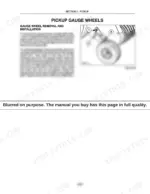 5da4934d-b-procedures-141 New Holland 585 pickup gauge wheel removal and installation procedure with diagram showing bolt and bracket adjustment.