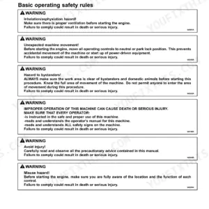 New Holland Powerstar 90, 100, 110, 120 operating instructions page detailing basic machine safety warning rules.
