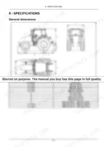 641f5c12-b-specs-331 New Holland Powerstar 90, 100, 110, 120 general dimensions diagram and specification table for 2WD and 4WD tractor models.