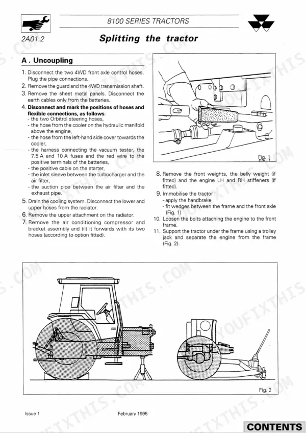 Massey Ferguson 8110, 8120, 8130, 8140, 8150, 8160, 8100 clutch exploded view diagram showing internal components and housing.