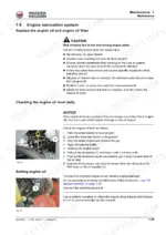 6b7cd4fd-b-procedures-103 Wacker Neuson WL60, WL70 maintenance procedure for engine oil lubrication system, checking oil level, and adding engine oil.