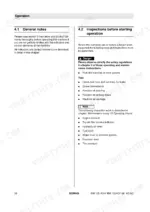 6cfcedc7-b-operations-36 Bomag BW 125 ADH, BW 135 AD, BW 138 AD, BW 138 AC operation manual page 36, detailing pre-start inspection and safety checks.
