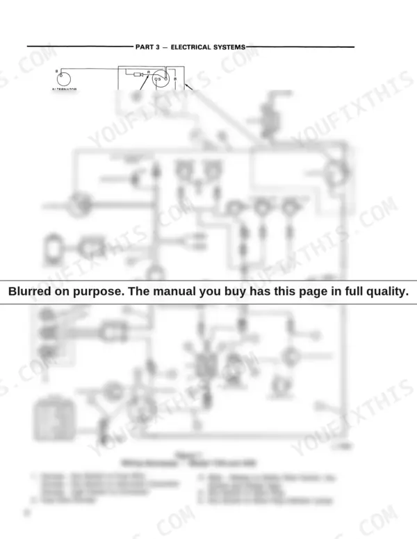 6f1beaad-b-wiring-120 Ford 1110, 1210 electrical system wiring diagram showing battery, starter, alternator, lighting, and glow plug circuits.